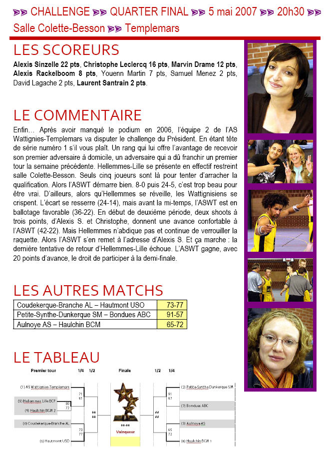 1/4 de finale du Challenge